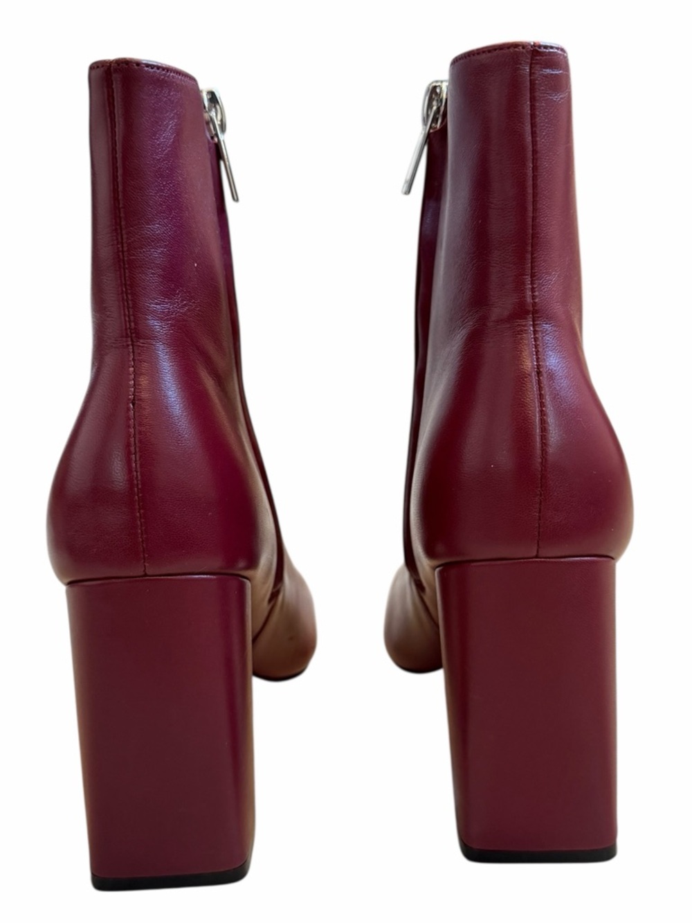 MARC FISHER JACINTA Leather Ankle Boots RED Burgundy Booties 3.5” Heel Size 7.5 - Picture 8 of 9